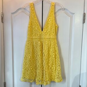Charlotte Russe Yellow Lace Mini Dress